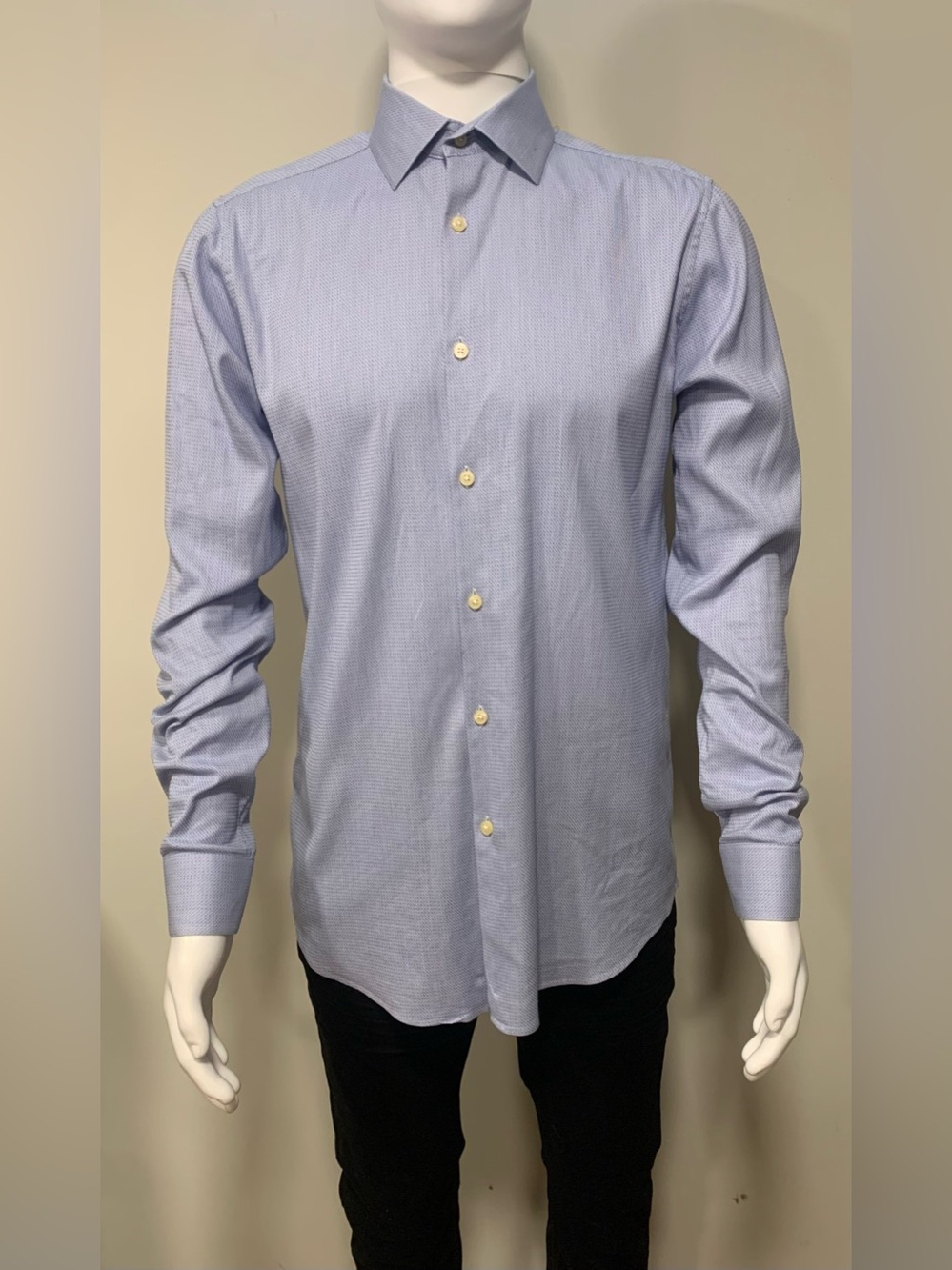 Theory Button Up Casual Prep Shirt Mens 16L 34-35 Blue Ivy Oxford Long Sleeve